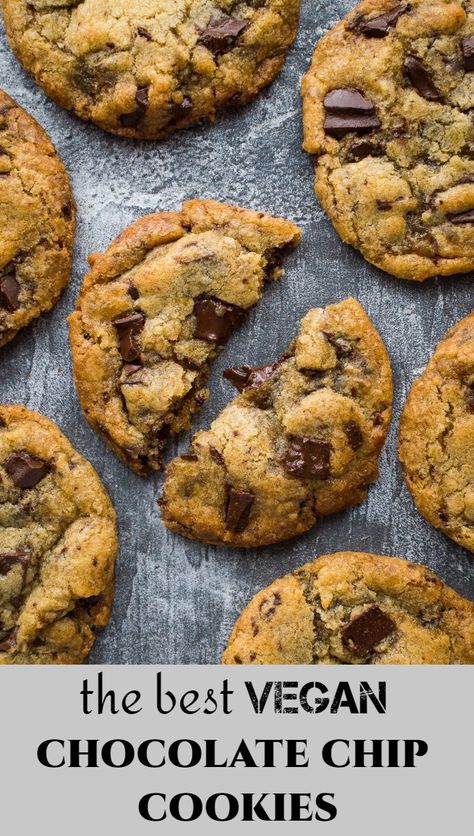 Chocolate Chip Cookies Easy, Patisserie Vegan, Vegan Baking Recipes, Vegan Cookies Recipes, Vegan Chocolate Chip Cookies, Cookies Easy, Desserts Vegan, Vegan Chocolate Chip, Cookies Recipes