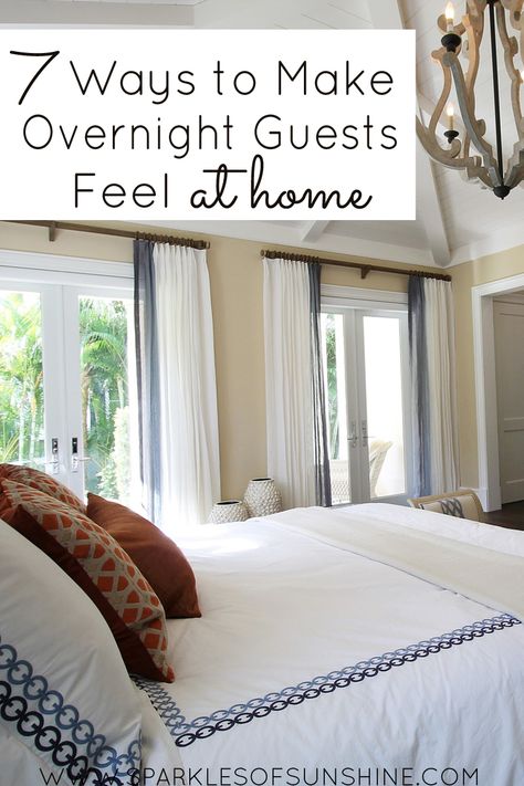 Want your visitors to enjoy their stay with you and come back? Check out these 7 ways to make overnight guests feel at home during their stay with you. How To Make Guests Feel At Home, Make Guests Feel At Home, Guest Room Prep, Entertaining Guests At Home, Guests Staying Over, Overnight Guest Welcome Basket Ideas, House Guests Hosting, Guest Basket Ideas Overnight, House Guest Welcome Basket