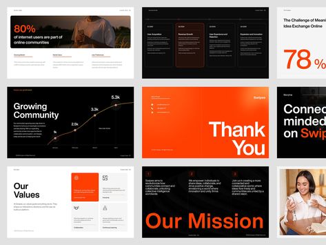 Pitch Deck Presentation - Swipee by Fachrul Rinaldi for Odama on Dribbble Pitch Deck Design, Slideshow Design, Pitch Deck Presentation, Pitch Presentation, Ppt Template Design, Deck Layout, Presentation Deck, Social Media Branding Design, Company Presentation