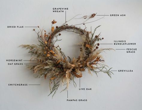 How to Make a Dried Floral Wreath Dried Flower Wreath Diy, Fall Floral Stems, Dried Floral Wreath, Dried Floral Wreaths, Artificial Bridal Bouquets, Diy Fleur, Dried Wreath, Homemade Wreaths, Dried Flower Wreaths