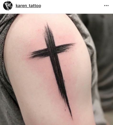 Portugal Tattoo, Cool Cross Tattoos, Black Cross Tattoos, Cross Shoulder Tattoos, Scratch Tattoo, Watercolour Tattoo Men, Crucifix Tattoo, Cruces Tattoo, Tato Salib