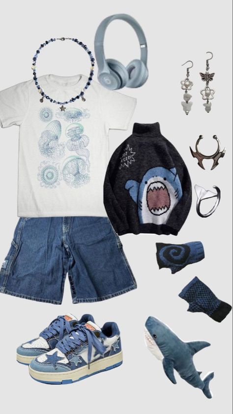 Shark Clothes, Silly Clothes, Mode Grunge, Summer Jewellery, Cooler Style, Mode Hippie, Funky Outfits, Swaggy Outfits, Really Cute Outfits