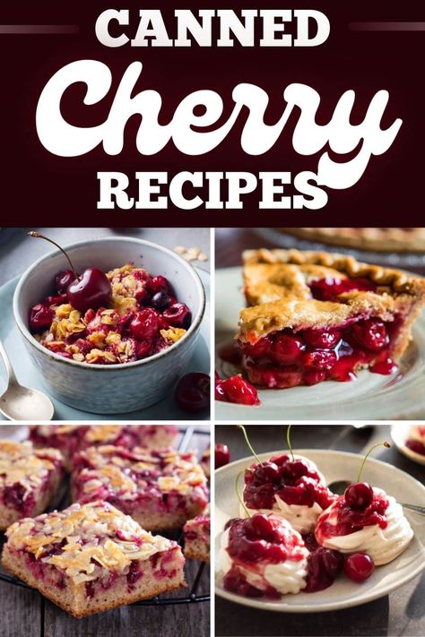 These canned cherry recipes result in the most delicious treats! From cheesecake to pie to cobbler, canned cherries are an easy way to whip up desserts. Canned Cherry Recipes, Cherry Pie Filling Recipes Desserts, Cherry Recipes Canning, Canned Cherry Pie Recipe, Cherry Pie Filling Recipes Easy, Sweet Cherry Recipes, Pie Filling Desserts, Easy Cherry Cobbler, Tart Cherries Recipes