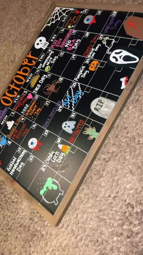 40K views · 6.6K reactions | November chalkboard calendar. FYI Yes these are real days and yes I do have time for these 😎 just adding a little razzle dazzle to my home…CAN YOU FIND THE EASTER EGG?? 🤩 #chalkboard #chalkart #asmr #asmrsounds #asmrvideos #asmrvideo #soothing #soothingsounds #soothingvideos #asmrtiktoks #asmrtiktok #satisfying #satisfyingvideo #satisfaction #fyp #fypシ #chalkmarkers #algorithm #calendar #chalkboardcalendar#HelloNovembsr #November #Novemberchalkboard #Novemberchalkboardcalendar #calendar #manifestation | Ashia Bates | Ashia Bates · Original audio Cute Whiteboard Calendar Ideas, November Chalkboard, Chalkboard Wall Calendars, Calendar Doodles, Calendar Decal, Halloween Calendar, Halloween Chalkboard, Work Calendar, Calendar Themes