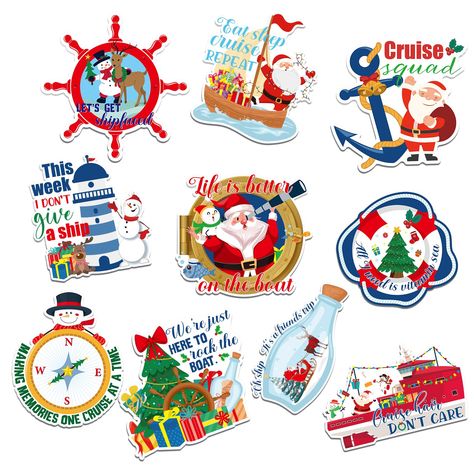 PRICES MAY VARY. Sufficient Quantity: the package includes 10 Christmas cruise magnets; The substantial quantity ensures you have enough to decorate different spaces, or share some with friends and family; The magnets are individually designed, so you'll have nice decorations to spice up your festival Quality Material and Ideal Size: the Christmas cruise door signs are made from a magnetic material; Their magnetic quality allows them to be easily affixed to most surfaces such as refrigerator and Cruise Door Magnets, Funny Boat, Christmas Cruises, Cruise Gifts, Boat Humor, Cruise Door, Fridge Stickers, Home Decor Christmas Gifts, Boat Anchor