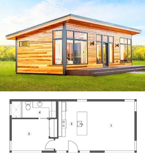 Small A Frame Homes, Cabin With Spiral Staircase, 12x36 Floor Plans, Small Home Building Plans, 2 Br House Floor Plans, Indoor Cabin Ideas, 600 Sq Ft Tiny House, Tiny Home No Loft, Shed Roof House Design