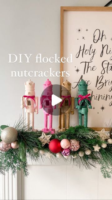 Kelly Oester - your new DIY mom friend on Instagram: "✨DIY Flocked Nutcrackers✨ 

I have had these wooden crafting nutcrackers from the craft store for three years now and haven't been able to decide what to do with them. I've been seeing lots of DIY ornament flocking, so decided to try and make my own flocked nutcrackers! 

I LOVE how they turned out!!! They are subtle, but look velvet and feel textured. Surprisingly they didn't take very long to make.

1. Apply one coat of paint - use matte paint! I love these folklore matte paints. 
2. Allow to dry and then do a second coat of paint. 
3. Before you allow the second coat to dry, sprinkle on a heavy coat of baking soda. The paint dries quickly on the wood, so I did this part in three sections *do this over top of a paper towel or paper so Paint Your Own Nutcracker, Painting A Nutcracker Diy, Paint Nutcracker Diy, Painted Nutcracker Diy, Diy Mom, Diy Ornament, Nutcracker Ornaments, Mom Friend, Matte Paint