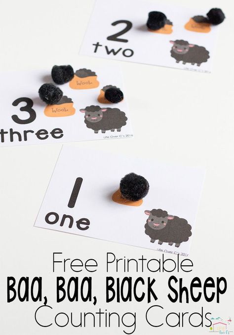 These free printable Baa, Baa Black Sheep counting cards for numbers 1-10 are great for preschoolers who are working on one-to-one correspondence. Ba Ba Black Sheep Activities, Ba Ba Black Sheep Craft Preschool, Baa Baa Black Sheep Activities Preschool, Sheep Preschool, Baa Baa Black Sheep Activities, Sheep Activities, Nursery Rhyme Math, Baba Black Sheep, Nursery Rhyme Lessons