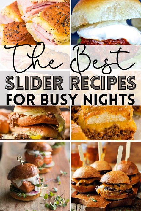 Though they are small, they pack a punch! This collection of 27 yummy slider recipes is the perfect answer to your busy weeknights dinner dilemma. Ham and Cheese Sliders, Cheeseburger Sliders, Pulled Pork Sliders...yes please! Summer | Party Foods | Sliders | Lunches and Dinners |  Slow Cooker | Quick Cheap Dinner Ideas | Dinner Ideas for Families | Weeknight Dinner Ideas Kids | Easy Dinner for Two | Easy Cheap Dinner Slider Dinner Ideas, Sliders Pulled Pork, Easy Sliders Recipes, Hot Sliders, Bbq Sliders Recipes, Summer Party Foods, Sliders Cheeseburger, Dinner For Two Easy, Dinners Slow Cooker