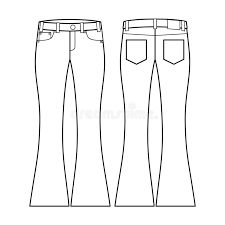 Types Of Trousers, Popular Jeans, Black Flare Pants, Retro Pants, Types Of Jeans, Formal Pants, Vector Sketch, Denim Wear, T Shorts