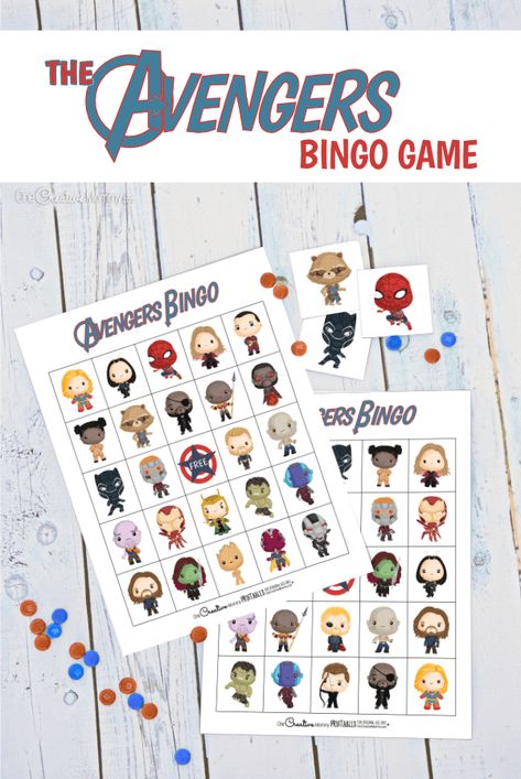 The coolest Avengers Bingo Game! - onecreativemommy.com Superhero Week, Avengers Crafts, Superhero Training, Avengers Games, Fun Camp, Marvel Birthday Party, Camping Classroom, Homeschool Fun, Marvel Party