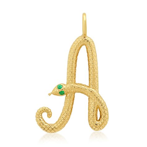 Snake Initial Charm – Milestones by Ashleigh Bergman Push Presents, Emerald Eyes, Gold C, Gold N, Gold G, Name Jewelry, Initial Pendant, Custom Jewelry Design, Anniversary Bands