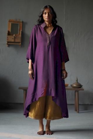 Shop for Shorshe Clothing Gold Raw Silk Asymmetric Kurta And Farshi Pant Set for Women Online at Aza Fashions Raw Silk Kurta Designs Women, Cotton Kurta Sets For Women, Shorshe Clothing, Satin Kurta, Plain Kurta, Asymmetric Kurta, Red Kurta, Silk Pant, A Line Kurta