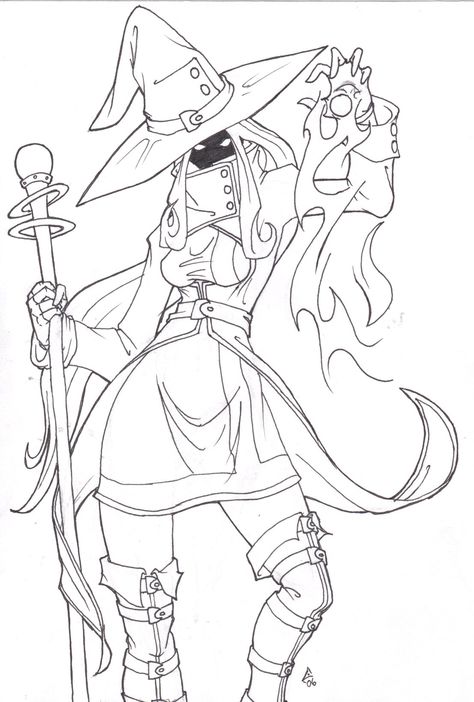 http://banditfrosty.deviantart.com/art/Female-Black-Mage-38513812 Mage Drawings Reference, Witch Hat Drawing Reference, Witch Drawing Reference, Mage Tattoo, Wizard Drawing, Pose Sheet, Wizard Drawings, Female Wizard, Witch Drawing