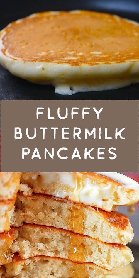 Fluffy Buttermilk Pancakes, Easy Homemade Pancakes, Fluffy Pancake Recipe, Buttermilk Pancakes Fluffy, Homemade Pancake Recipe, Best Pancake Recipe, Pancake Recipe Buttermilk, Banana Pancakes Recipe, Honey Cinnamon