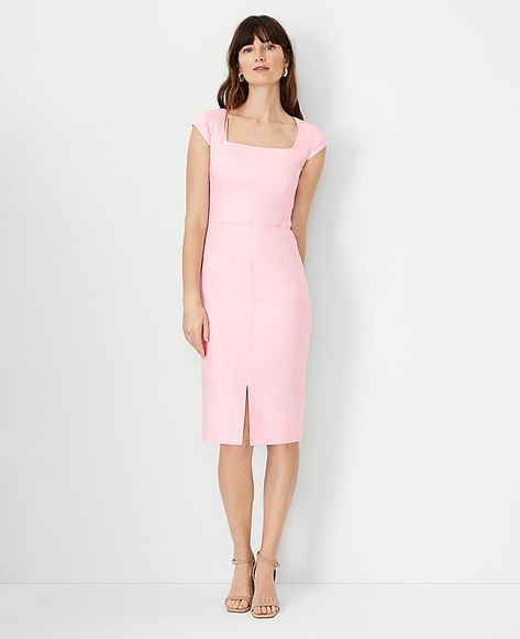 The Petite Scooped Square Neck Sheath Dress in Linen Blend by Ann Taylor Size petite - 12 PASTEL PINK Women's Sheath, Scoop, Neck, Dresses, Shell:, 54%, Linen, 29%, Polyester, 15%, Viscose, 2%, Spandex;, Lining:, 100%, Polyester, Machine, Washable Scoop Neck Dresses, Business Casual Outfits For Women, Womens Business Casual, Taylor Dress, Work Dress, Ann Taylor Dresses, Capped Sleeve Dress, Work Outfits Women, Peaky Blinders