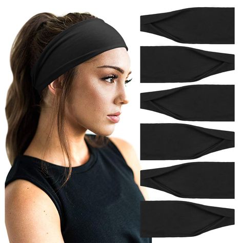 PRICES MAY VARY. 【Great Material】SOFT STRETCHY FABRIC, this women running headband is crafted from cotton polyester and spandex blend fabric, lightweight and stretchy, offering excellent performance for wicking, durability and abrasion resistance. This yoga headband delivers a supportive fit for all sports need. 【Fit Most Sizes】Our Boho headbands measures 8.6"/22cm in length and 3.5"/9cm in width; wide female sweat-wicking headbands fit most sizes, very soft and stretchy. Vintage design fitness Running Hair, Running Hairstyles, Lazy Day Hairstyles, Ikat Kepala, Yoga Hair, Lazy Hairstyles, Running Headbands, Sport Hair, Different Hair Types