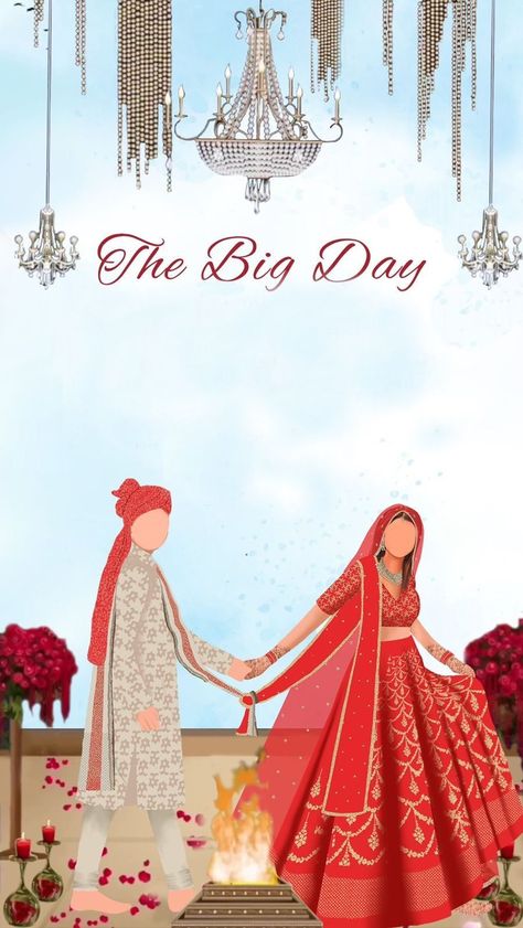 Faceless Illustration, Couple Illustration Wedding, Wedding Illustration Card, Bride And Groom Cartoon, Indian Invitation Cards, Wedding Couple Cartoon, Digital Wedding Invitations Design, Digital Wedding Invitations Templates, Wedding Card Design Indian