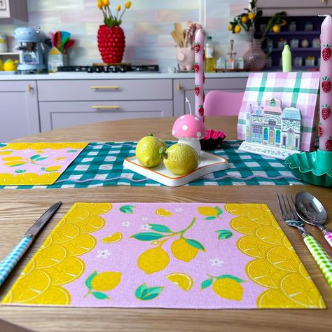 Cute kitchen decor is a must for a dopamine home! But in case you need some more convincing, here are some reasons to get my lemon placemats: 🍋 order 1 or 20, whatever your need 🍋 unique design printed by me 🍋 two sizes available (A4 & A3) 🍋 pink and yellow to make your mealtime happy 🍋 plenty more reasons to list but I’m busy printing them 😂 Find my linen placemats in the homeware section 😍🍋 Dopamine Home, Cute Kitchen Decor, Cute Kitchen, A3 Size, House Room, Linen Placemats, Soft Texture, A4 Size, Dining Experience