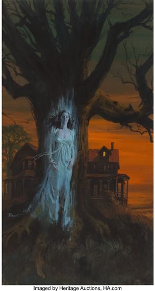 Artwork by Victor Prezio, Image of a Ghost, paperback cover, Made of Mixed media on board Gothic Romance Books, Arte Pulp, Horror Book Covers, Gothic Books, Art Sacre, Halloween Artwork, Retro Horror, Romance Art, 다크 판타지