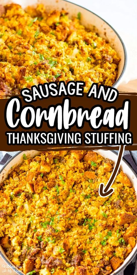 Cornmeal Stuffing Recipes, Cornbread Stuffing With Sausage, Cornbread From Scratch, Cornbread Dressing With Sausage, Thanksgiving Corn Bread, The Best Stuffing, Stuffing With Sausage, Thanksgiving Stuffing Recipe, Savory Cornbread