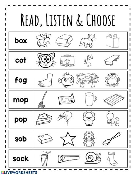 Short O Worksheets, Short Vowel Worksheets, Cvc Words Worksheets, Cvc Words Kindergarten, Cvc Word Activities, Kindergarten Phonics Worksheets, Kindergarten Reading Worksheets, Preschool Reading, Alphabet Kindergarten