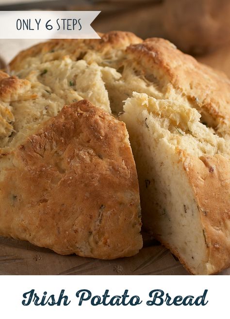 A recipe straight from Ireland! This warm and fluffy Irish Potato Bread needs no time to rise, so you can spend less time cooking and more time savoring. Serve this crunchy soda bread with corned beef and cabbage and don't forget a frothy green beer! Irish Potato Bread, Cauliflower Bread, Irish Potato, Irish Potatoes, Vegan Richa, Potato Bread, Corn Beef And Cabbage, Soda Bread, Irish Recipes