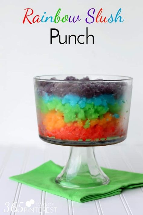 Rainbow Slush Punch - Simple and Seasonal Slush Punch, Rainbow Punch, Rainbow Drinks, Baby Shower Punch, Baby Shower Drinks, Recipes For Summer, Food Stamps, Party Punch, Rainbow Food