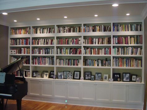 Inbuilt Bookcase, Recessed Bookshelves, Hamptons Living Room, Home Library Decor, Lower Cabinets, Room Bookshelf, Library Bookshelves, Bookshelves In Living Room, Library Room