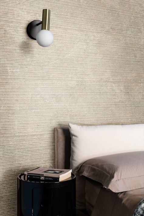 Elevate your bedroom using the Limestone Wall collection in 3D structure. Explore the collection and discover how these tiles can transform your space into a visual masterpiece, watch the unlimited possibilities! Limestone Wall, Limestone Tile, Minimal Wall, Fine Porcelain, Tile Art, Stone Wall, Bathroom Wall, Wall Tiles, Wall Coverings