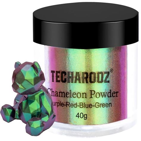 PRICES MAY VARY. Purple-Red-Blue-Green: TECHAROOZ Color Shift Mica Powder offers a different Look/color when viewed at different angles. This jar contains 40g covering hues of purple, red, blue & green. Brush them onto your Resin casts or mix them in your Resin for breathtaking Resin Art. Cosmetic Grade: Our Chameleon Powder is skin friendly and made with high quality safe ingredients ensuring that you can create amazing pallets of holographic eyeshadow, color shift spray paint, Nail Polishes, W Holographic Eyeshadow, Epoxy Resin Supplies, Paint Nail, Nail Decor, Planner Business, Resin Supplies, Product Ideas, Mica Powder, Holographic Glitter