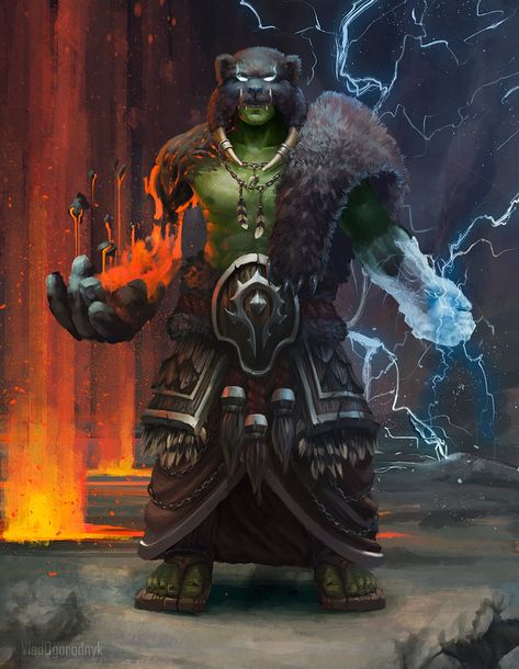 Wow Shaman, Orc Shaman, Anime People Drawings, Warcraft Orc, Dnd Druid, World Of Warcraft Characters, Viking Character, Warcraft Characters, Warcraft Art