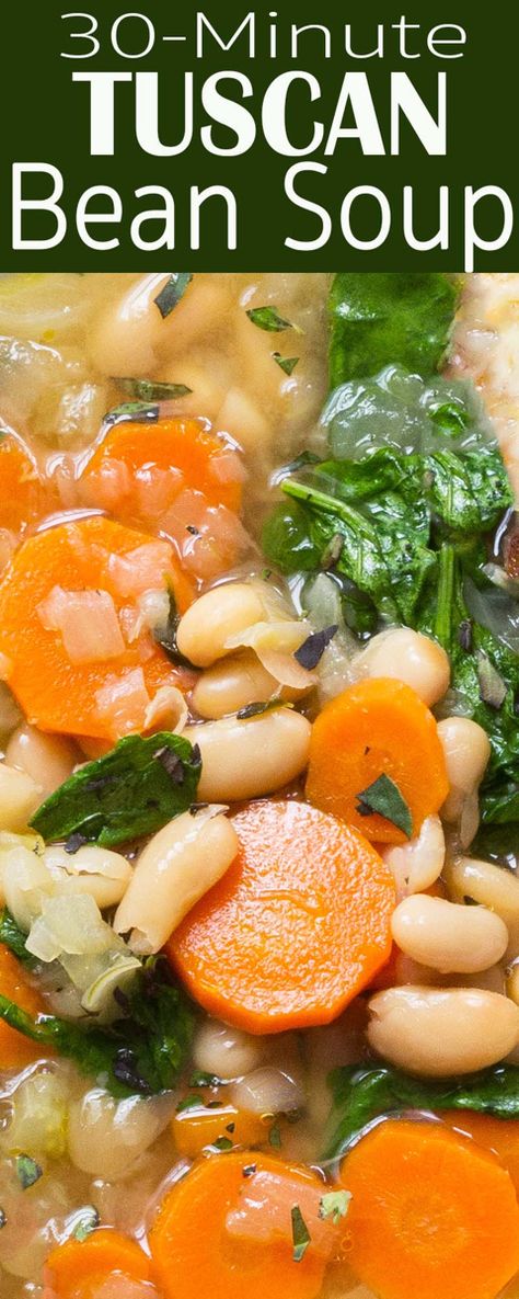 Tuscan Bean Soup, Clean Eating Vegetarian Recipes, Clean Eating Vegetarian, Spinach Soup, Bean Soup Recipes, Vegetarian Soup, White Bean, Bean Soup, White Beans