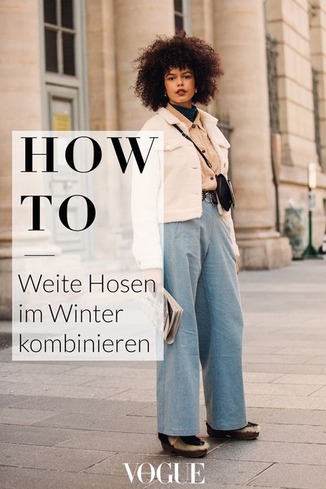 So kombiniert man diesen Winter weite Hosen #howto #weitehosen #kombinieren #style #trends #fashion #winter #herbst #styleguide #inspiration #tipps #tricks #streetstyle #mode #styling #vogue #voguegermany Styling Culottes Winter, Wide Leg Pants Schuhe, Winter Culottes, Modern Wide-leg Jeans For Fall, Urban Oversized Winter Jeans, York London, Layering Outfits, Fashion Winter, Trend Fashion