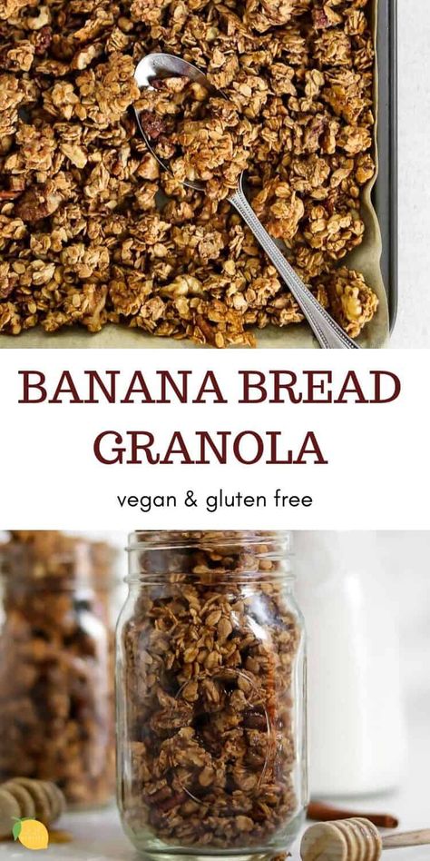 Banana Bread Granola, Banana Granola, Granola Recipe Healthy, Vegan Granola, Granola Recipe Homemade, Meal Prep Snacks, Gluten Free Granola, Idee Pasto, Granola Healthy