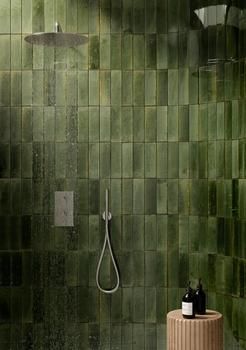 Recycled Tile, Tile Saw, Green Tile, Green Bathroom, Wall And Floor Tiles, Shower Floor, Subway Tile, Floor Tile, Shower Wall