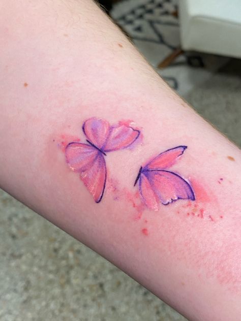 Purple Watercolor Butterfly Tattoo, Tattoo Butterfly Watercolor, Dainty Watercolor Tattoos, Opal Butterfly Tattoo, Encanto Butterfly Tattoo, Pastel Watercolor Tattoo, Ombre Butterfly Tattoo, Pink Watercolor Tattoo, Water Colour Butterfly Tattoo