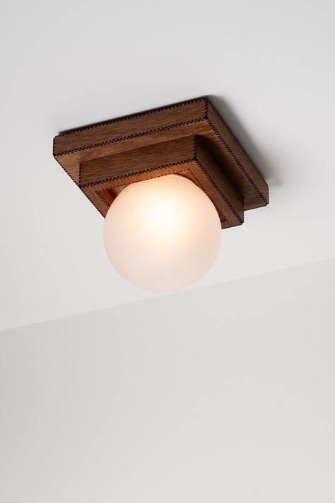 HENRII Low Profile Ceiling Lights, Japanese Ceiling Light, Walnut Ceiling, Architectural Lighting Fixtures, Wooden Table Lamp, Thick Base, Wooden Table Lamps, Flush Light, Wall Accent