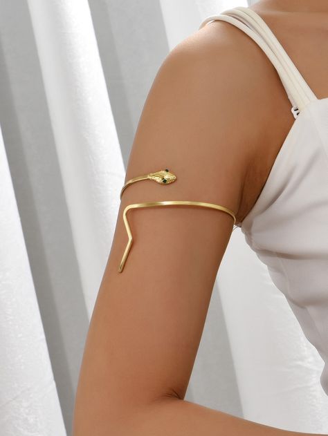 Yellow Gold  Collar  Zinc Alloy   Embellished   Women's Fashion Jewelry Upper Arm Cuff Bracelet, Baroque Jewelry, Arm Bangles, Arm Cuff Bracelet, Upper Arm Cuffs, Thigh Chain, Arm Jewelry, Arm Bracelets, Snake Design