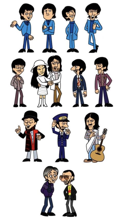 The Beatles Cartoon, Beatles Drawing, Beatles Fan Art, David Mann Art, Beatles Wallpaper, Beatles Funny, Beatles Cartoon, Personajes Studio Ghibli, The White Album