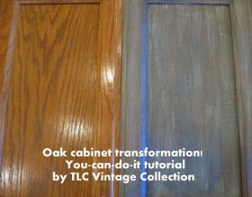 TLC Vintage Collection: Dated Oak Transforms to Restoration Look Grey Gel Stain Over Oak Cabinets, Kitchen Colors With Oak Cabinets, Restoration Hardware Sideboard, Colors With Oak Cabinets, Paint Tricks, Dry Brush Painting, Honey Oak Cabinets, Painting Oak Cabinets, Oak Cupboard