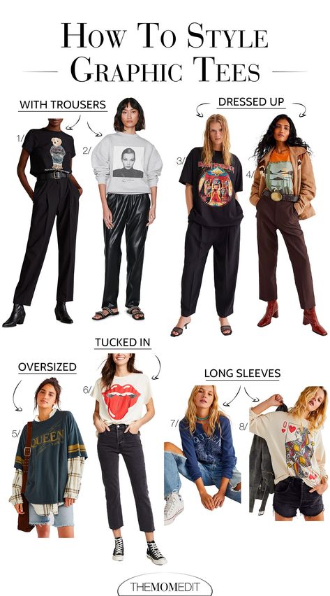 Black Graphic Tee Outfit, Graphic Tee Styling, Outfit Ideas Oversized, Tee Styling, Oversized Tee Outfit, Band Tee Outfits, Graphic Tshirt Outfit, Graphic Tee Outfit, Oversize Tshirt Outfits