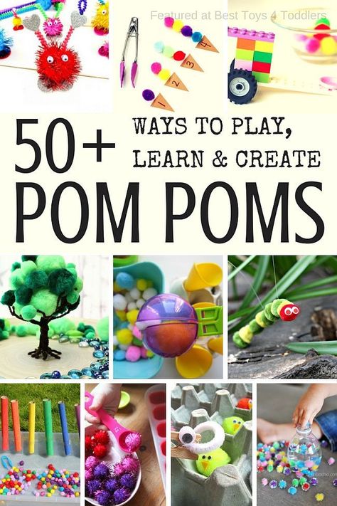 Best Toys 4 Toddlers - More than 50 ideas for kids to play, learn and create using pom poms Play Dough Activities, Playing Preschool, Pom Crafts, Diy Pom Poms, Diy Pom Pom, Dot To Dot, Pom Pom Crafts, Indoor Activities For Kids, Games For Toddlers