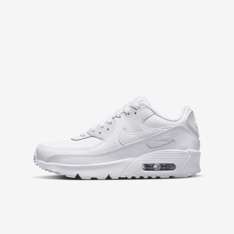 Airmax 90s, Nike Air Max 90 White, Nike Air Max 90 Ltr, Air Max One, Tenis Nike, Cute Nikes, Shoe Inspo, Nike Kids, Nike Sports