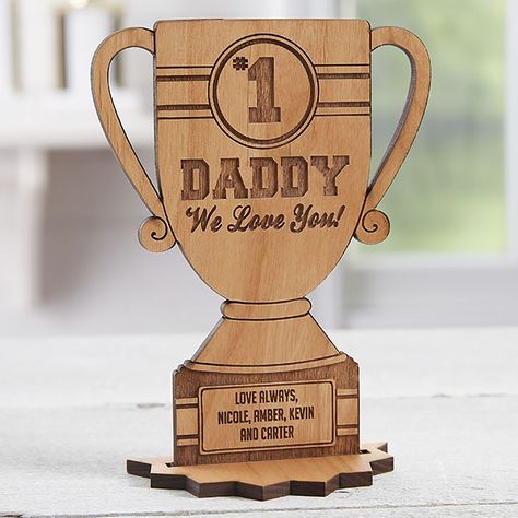 Wooden Trophy, Wood Trophies, Trophy Ideas, Wood Keepsake, Laser Cut Wood Crafts, Trophy Design, Unique Gifts For Dad, Teacher Personalized, Tabletop Display