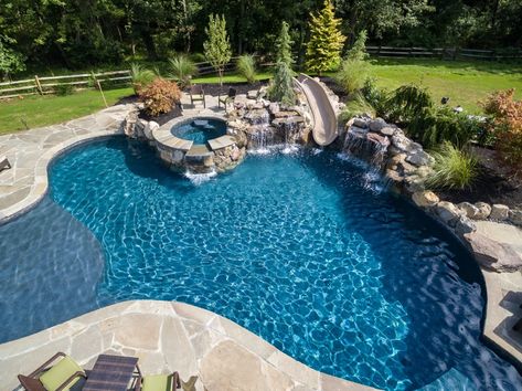 Inground Pools Rumson NJ by Pools by Design New Jersey - Custom Inground  Swimming Pool Design & Construction Backyard Swimming Pool Ideas, Pool Landscapes, Inground Pool Cost, Country Pool, Backyard Swimming Pool, Swimming Pool Ideas, Inground Pool Designs, Pool Cost, Dream Backyard Pool