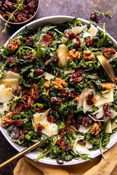 Kale Salad Half Baked Harvest, Winter Side Salad, Winter Salads For Parties, Harvest Kale Salad, Harvest Kale, Planning 2024, Planning 2023, Salad Bacon, Hosanna Revival