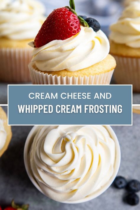 Cream Cheese Whipped Cream Frosting, Easy Frosting Recipe, Whipped Cream Recipes, Stable Whipped Cream, Cream Cheese Whipped Cream, Fluffy Cream Cheese Frosting, Cream Cheese Frosting Easy, Whipped Cream Recipe, Whipped Cream Cheese Frosting