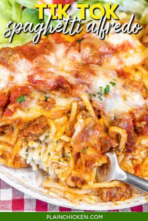 Frozen Spaghetti, Polish Casserole, Tiktok Spaghetti, Bake Spaghetti, Spaghetti Baked, Spaghetti Alfredo, Meatballs Marinara, White Sauce Recipe, Spaghetti Bake