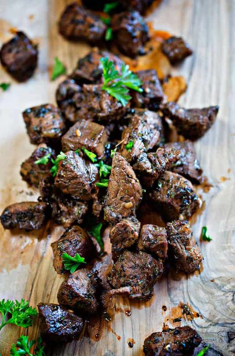 Marinaded Steak Bites will knock you in the tastebuds! #steakbites #marinade #steakmarinade #steak #sidedish #appetizer #iamhomesteader #homesteadrecipes Steakbites Marinade, Marinated Recipes, Marinated Steak Bites, Steak Marinades, Bagel Breakfast, Recipes Steak, Cook Steak, Crockpot Recipes Beef Stew, Steak Dishes